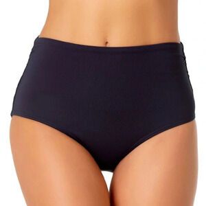 Anne Cole Convertible High Waist Sz 16 Bikini Bottom Shirred Navy Blue